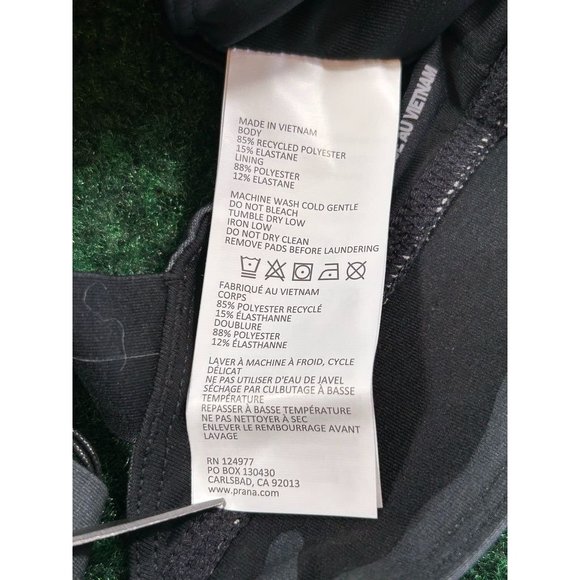 Prana Layna Bra Black Camo Strappy V Neck Sports Bra NEW Size XS - Picture 8 of 9